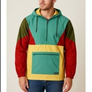 Dravus Anorak 100% Cotton Retro Color Block Pullover Hooded Jacket Men's Size L